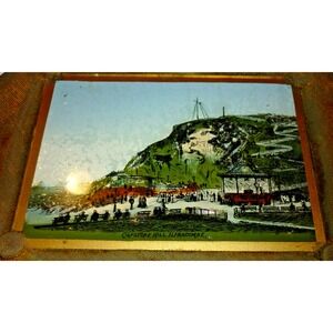England Ilfracombe Capstone Hill Antique Reverse Glass Painting Wall Hanging 4x6